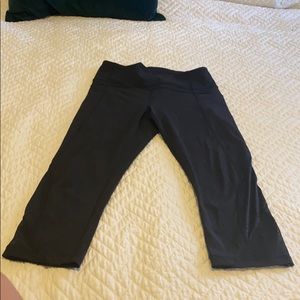 Lululemon Cropped Leggings Black with Sheer Panel